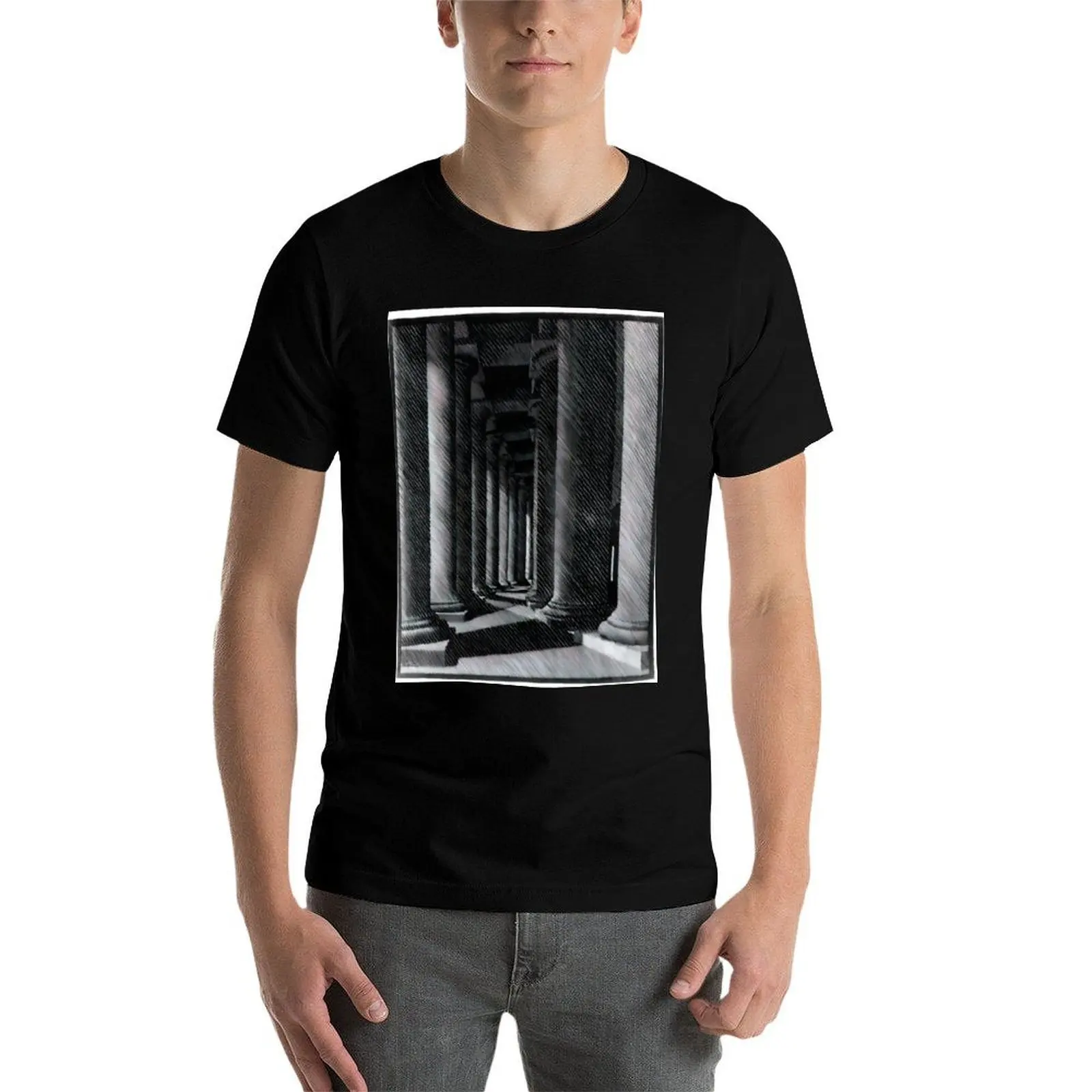 ليلية روما، كولوناد القديس بيتر - 1934 بواسطة MC Escher تي شيرت تي شيرت للرجال قطن تي شيرت للرجال تي شيرت