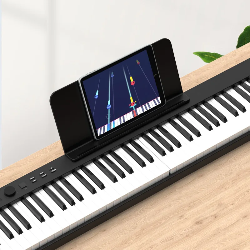88-Key Foldable Smart Digital Piano Bluetooth MIDI/Audio Display & Soft Case Included – Portable Rechargeable Electronic Keyboar