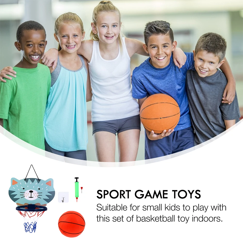 

1 Set Cartoon Patterned Basketball Frame For Kids Indoor Outdoor Play Premium Plastic Safe Easy Assembly Game Balls