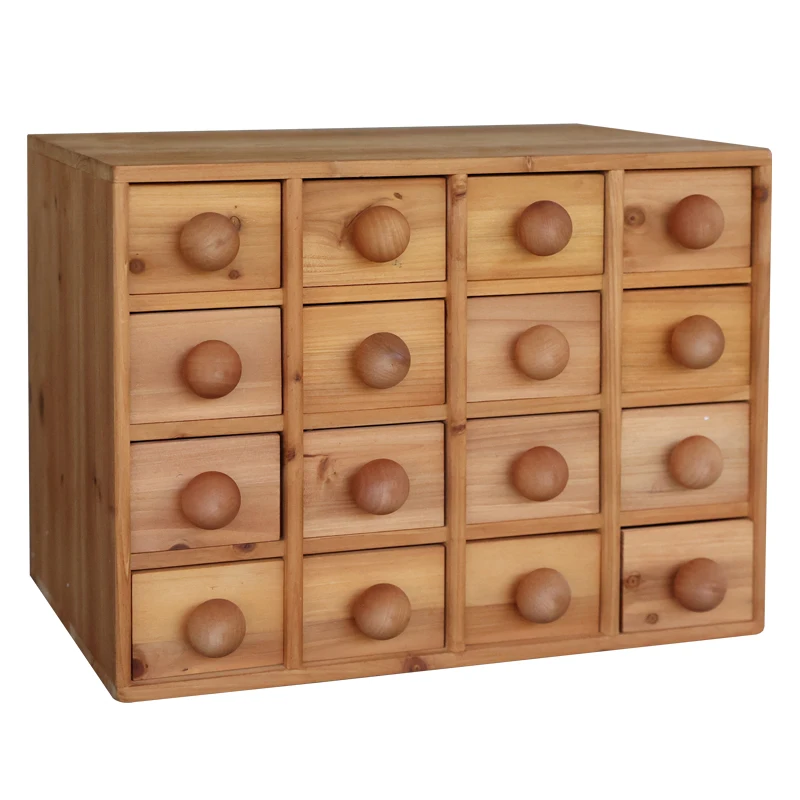 Retro Wooden Creative Mushroom Drawer Desktop Organizer Multi-Function Desk Box for Pencil Tape Storage