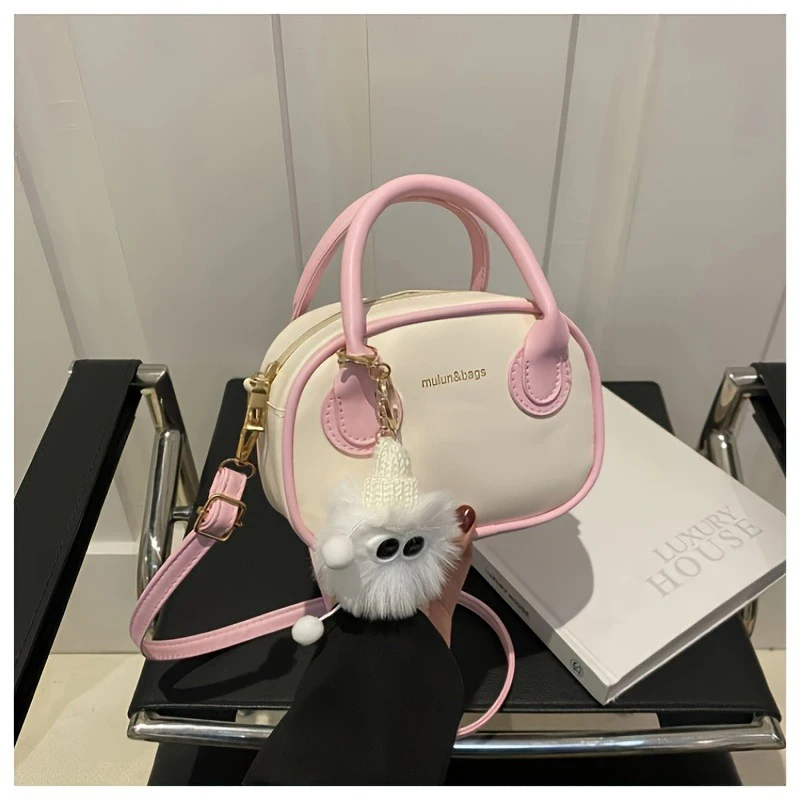 Bolso bandolera convertible para mujer con detalles de piel, correa de hombro desmontable, cierre de cremallera, adecuado tanto informal, bolso de un solo hombro