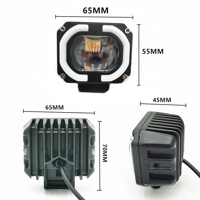 Motorcycle Headlight Auxiliary LED Fog Light Running Lamp Universal Moto Angel Eyes Driving Lamps Spotlights 3 Build-in Mode
