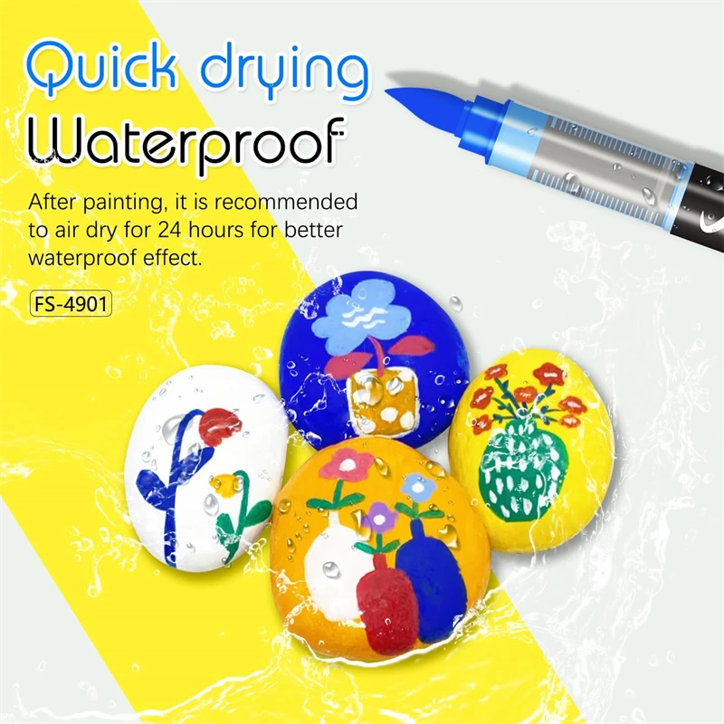 36 Colors Acrylic Paint Pens Waterproof Fine Point Brush Tip Creative Art Graffiti Acrylic Paint Markers Coloring Markers