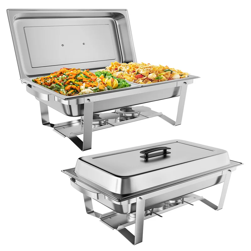 

Chafing Dish Buffet, 8 QT Stainless Steel Chafer Buffet Food Servers and Warmers Set with Water Pan for Weddings, Parties