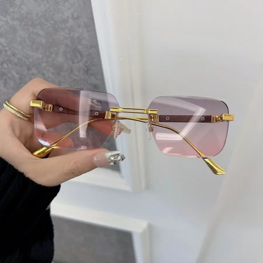 Designer Brand Square Sunglasses Women Men Lovely Small Frame Sun Glasses Female Mirror Colors Rimless Cute Fashion