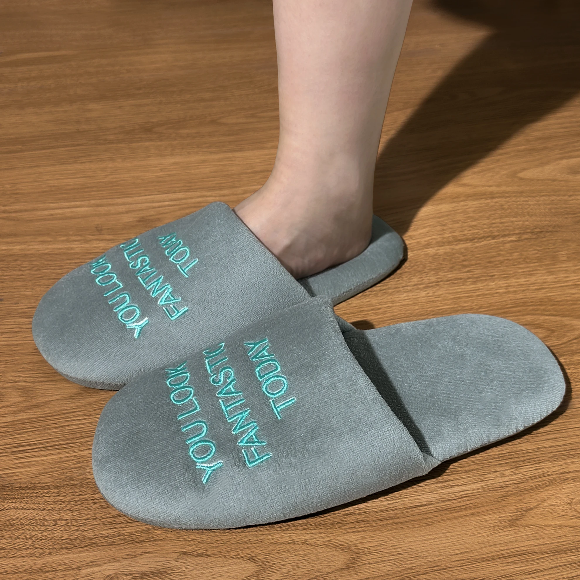 You look amazing today - embroidered letter slippers to start your wonderful day with a full toe design, available in all sizes