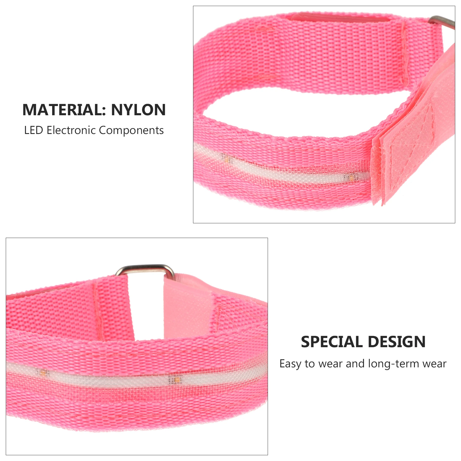 

Glow Bracelets Luminous Armband LED Running Night Pink Lighted Nylon Armlet Wristbands