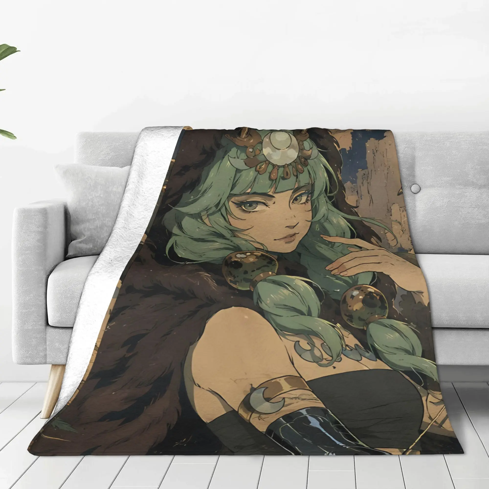 1PC Home Cutecore Greek Moon Goddess Hades Blanket Super Cosy Plush Home Living Room Sofa Halloween