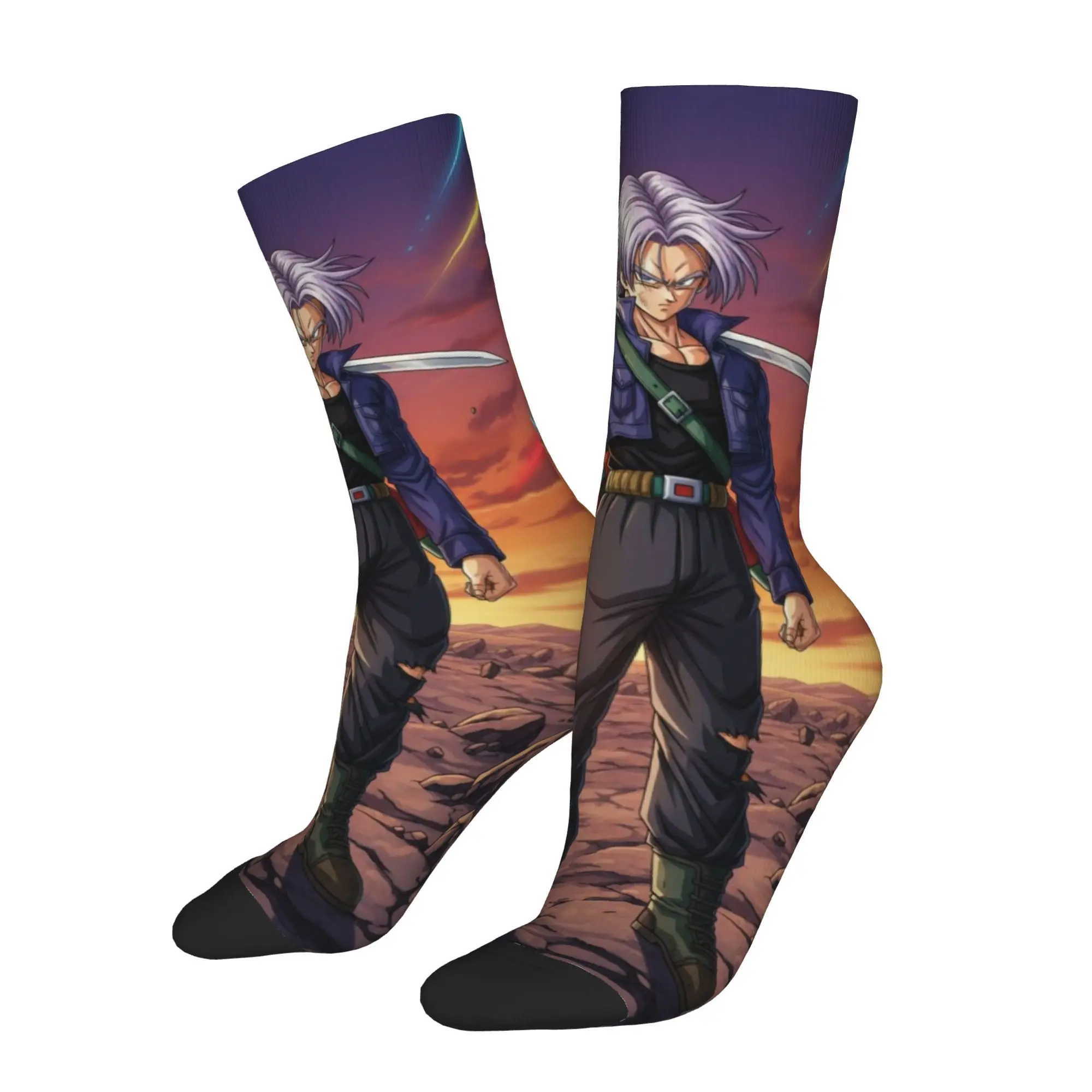 1 Pair Funny Sock Dragon Ball Trunks (6) Harajuku Seamless Pattern Printed Men Socks Novelty Men's Socks