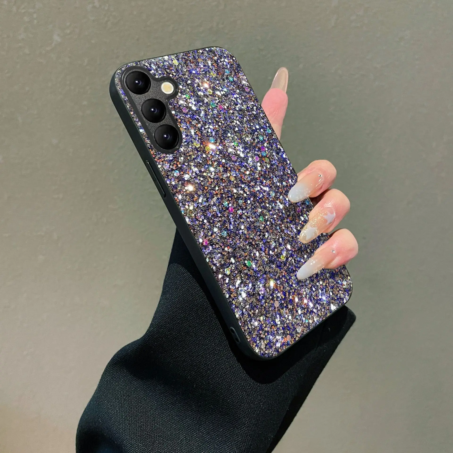 Luxury Sparkling Purple Sequin Phone case For Samsung Galaxy S23 S24 S25 S26 Ultra FE Plus A16 A17 A27 A37 A56 A57 Soft Shell