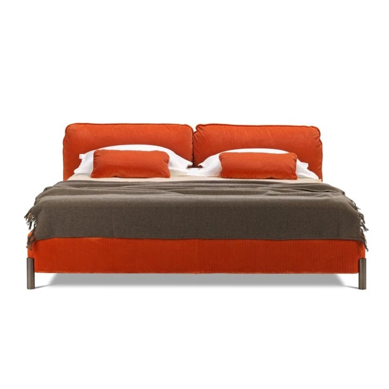 Nordic modern simple soft bed, Italian minimalist, light luxury bedroom double bed, model room bed and breakfast furniture