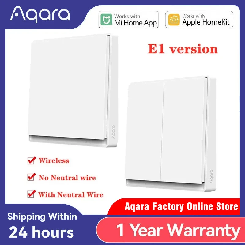 Aqara Smart Wall Switch E1 ZigBee 3.0 Wireless Key Smart Home Light Switch Fire Wire With NO Neutral For Xiaomi Mi Home Homekit