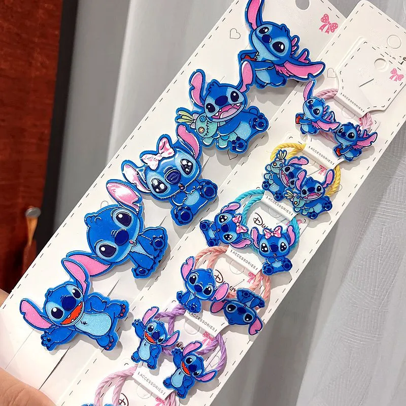 Disney Anime Lilo & Stitch Hairpin Lovely Cartoon Rubber Band Hair Accessoires Girl Trendy Fashion Accessories Birthday Gifts