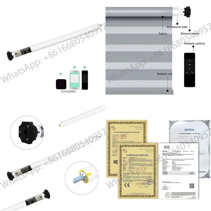 A-OK Rechargeable Lithium Battery APP WiFi Google Alexa Remote Control DC25 1.2 NM Tubular Roller Blind Motor