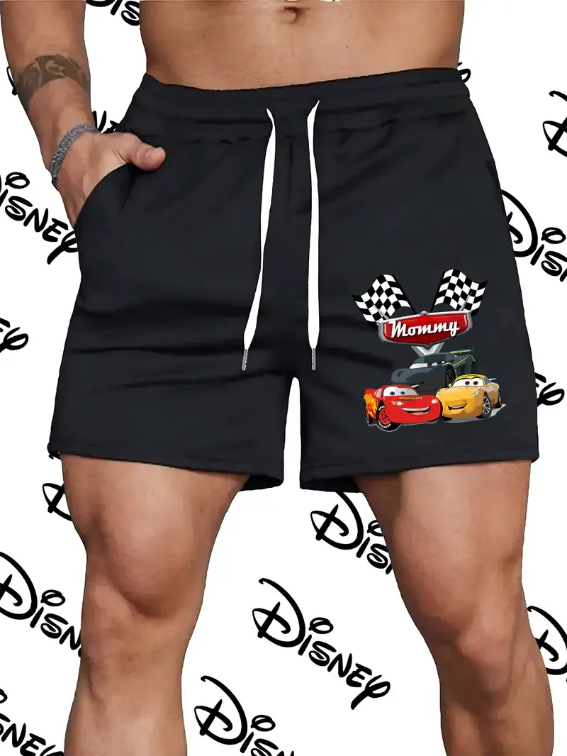 

Шорты с автомобилями Диснея 2025 года, мужские и женские шорты с молнией Маккуин, хлопковые шорты для бега, бега, спорта на открытом воздухе, тренажерный зал, пляжные повседневные свободные брюки