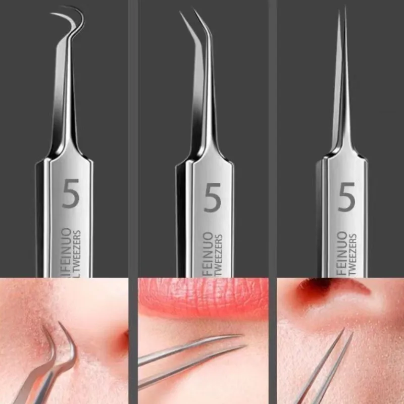 3/5/7/11Pcs Acne Pimples Blackhead Remover Needles Stainless Steel Black Spot Blemish Pimple Removal Needle Ultra-fine Tweezers