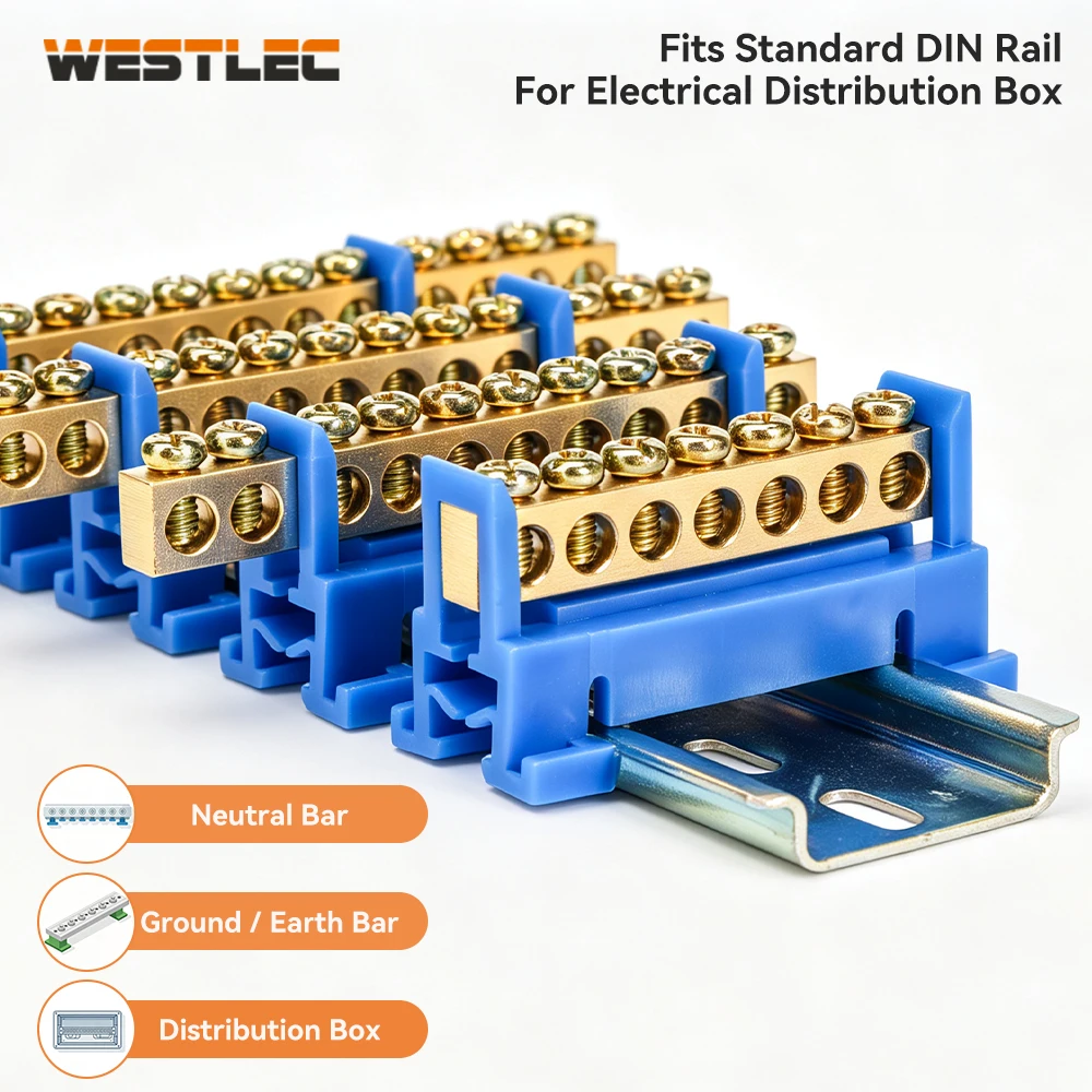 WESTLEC M5 Guide Rail Zero Line Block 7/8/10/12/15 Way Power Distribution Box Ground Bar Electrical Connector T006-0609