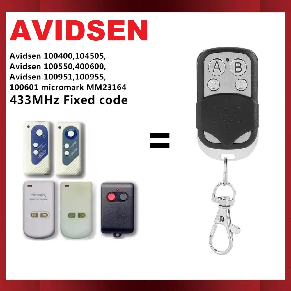 

For Avidsen Garage Dooor Opener Remote Control 100400 104505 100550 400600 100951 100955 100601 micromark MM23164 433mhz