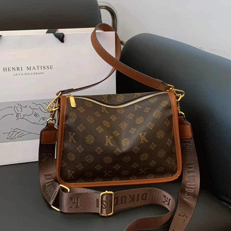 

Сумка через плечо с винтажным принтом 2024, просторная женская сумка через плечо, большая вместительная сумка «день-ночь», минималистичная сумка на ремне