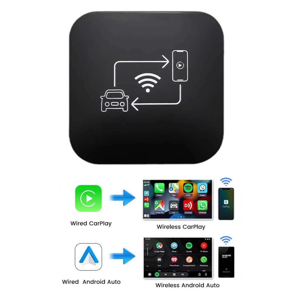 Carplay TV Box sem fio, Acessórios para carro Android Auto, Sistema Inteligente, Plug and Play, Bluetooth, WiFi, Connect Auto