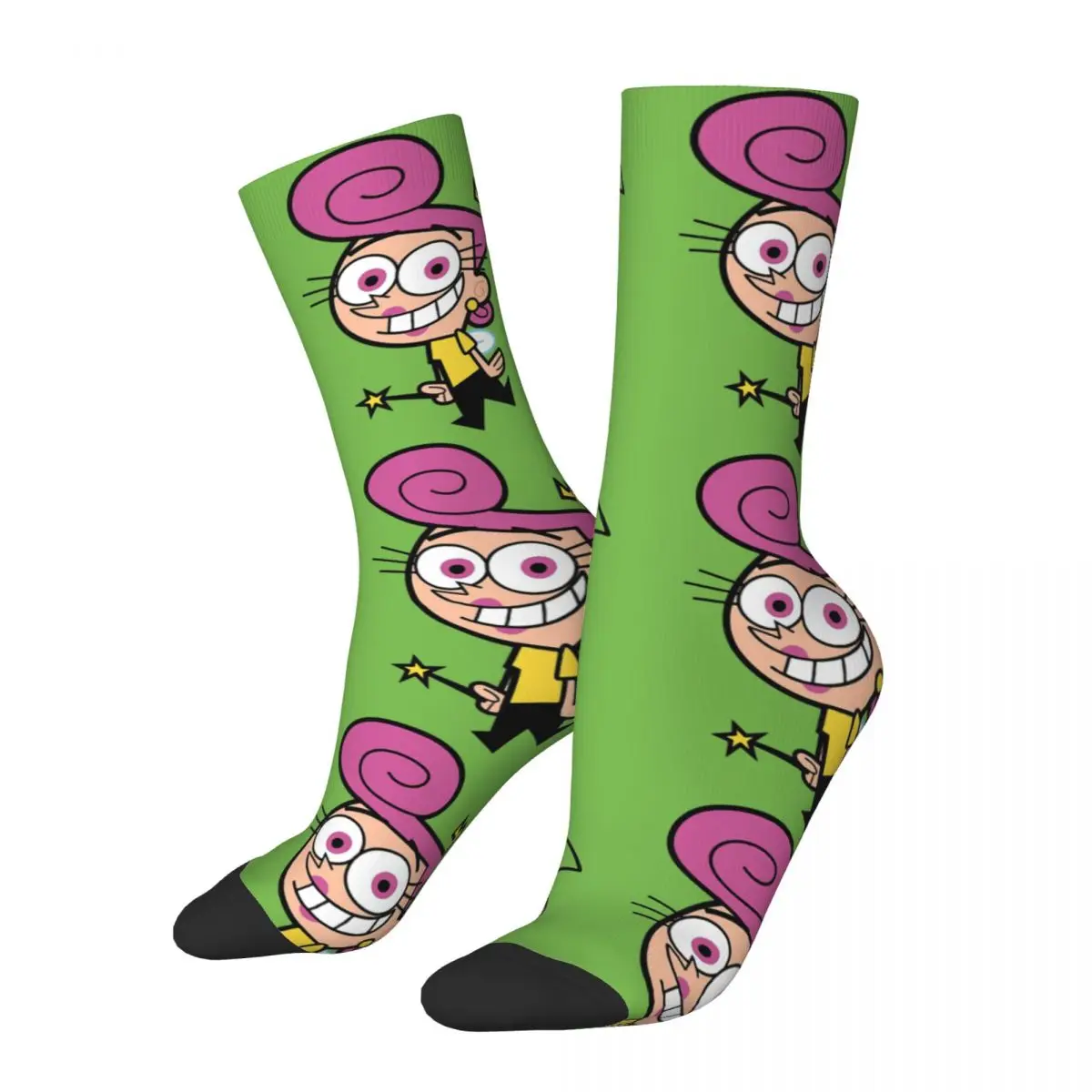 Funny Crazy compression Cosmo And Wanda Sock for Men Hip Hop Vintage The Fairly Odd Parents Happy Quality Boys Crew Sock