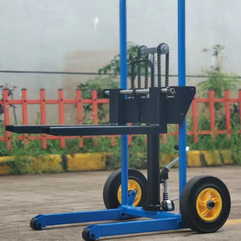 

Hydraulic Material Lift 450lbs Lift Dolly Baffle Pallet Lift 2 Universal Wheels Fork Length Hand Forklift for Construction