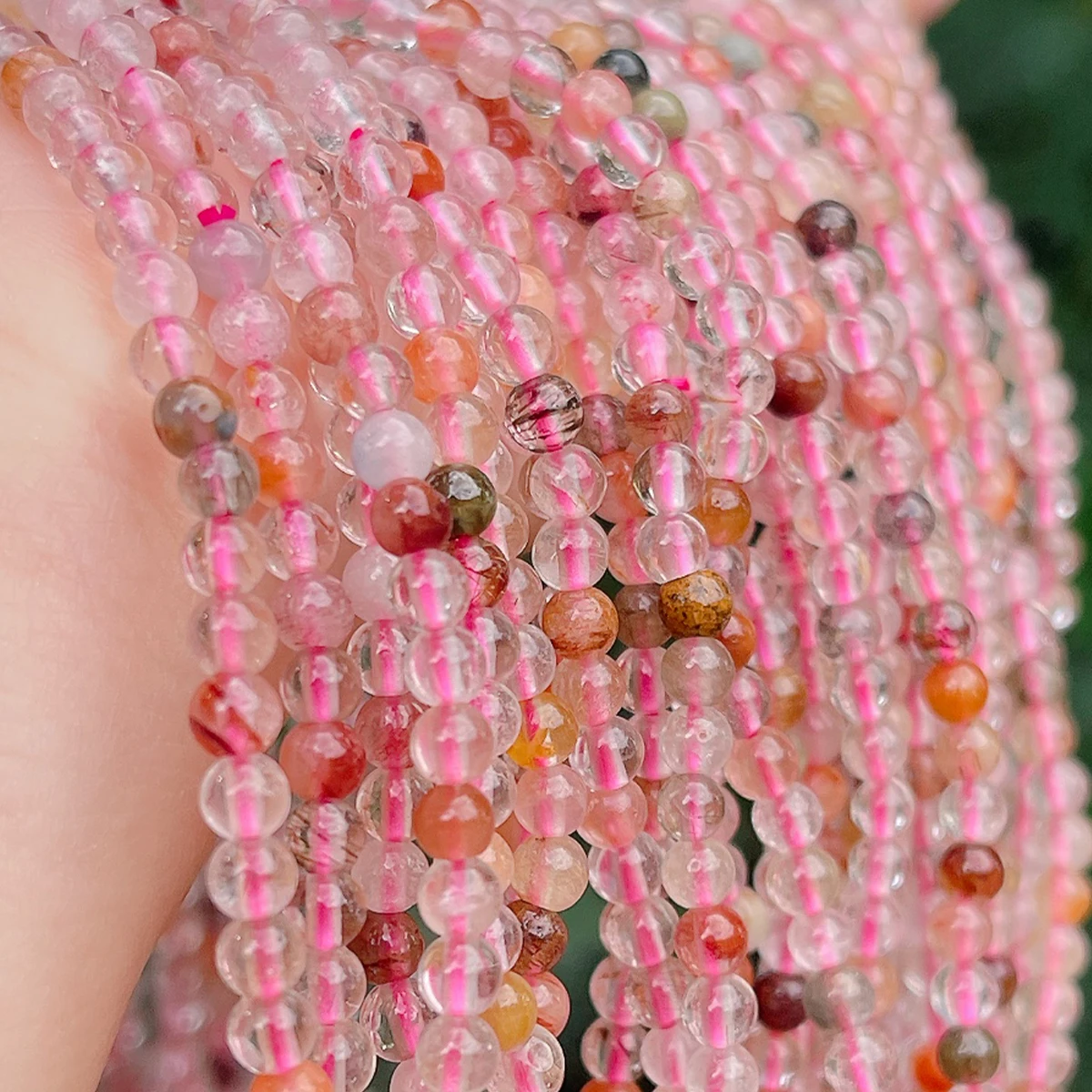 2A Natural Stone Mixed Rutilated Quartz Bead Round Loose Spacer Bead for Jewelry Making DIY Necklace Bracelet Accessory - Image 6