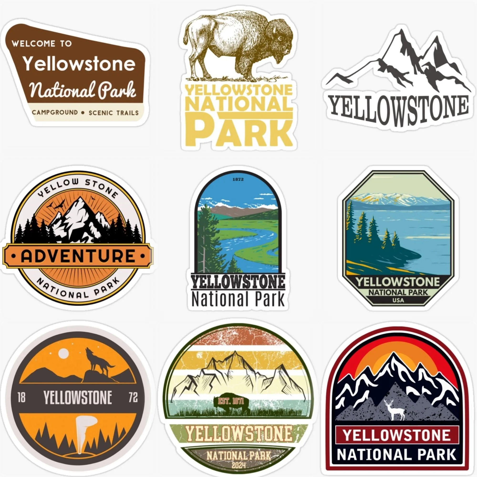

Yellowstone National Park Scenery Mountain PVC Sticker for Decorate Car Bicycle Motorcycle Helmet Fridge Wall Decal Accessories