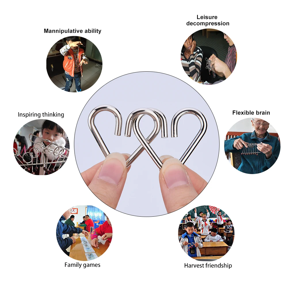 مجموعة ألغاز سلكية معدنية مكونة من 20 قطعة، ألغاز الذكاء، ألعاب تعليمية لتدريب ألغاز الأسلاك