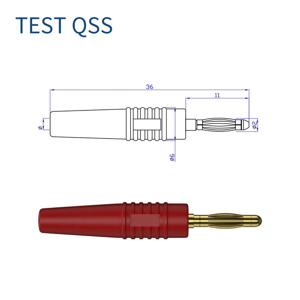 QSS 2 mm vergoldeter Bananenstecker, Multimeter-Messleitung, Dual-Bananenstecker, Draht, Testkabel für elektrische 100 cm, Rot, SchwarzQ.70002