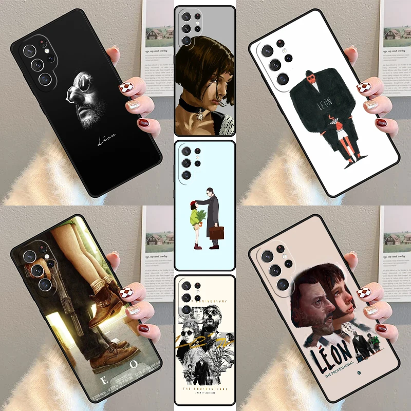 Cartoon Killer Leon Uncle Girl Phone Case For Samsung Galaxy S23 S21 S20 FE S24 S22 Ultra Note20 S10 S9 S8 Plus Silicone Cover