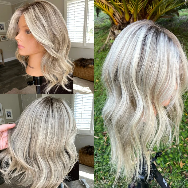

Модный парик омбре: пепельно-платиновый блонд, синтетический, с HD-кружевной передней частью, как еврейский парик, реалистичный вид, для женщин с выпадением волос, для вечеринок