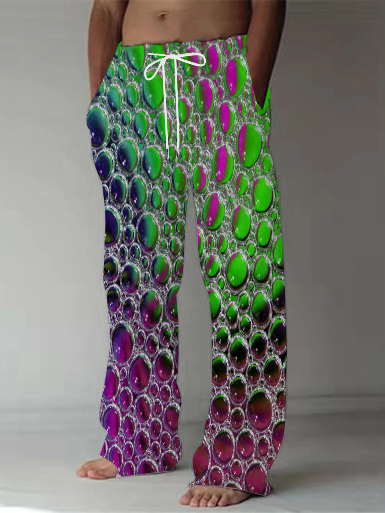 

Men's Printed Straight Leg Pants Abstract Art Design Drawstring Waist Loose Fit Summer Beach Casual Vacation Travel Trousers