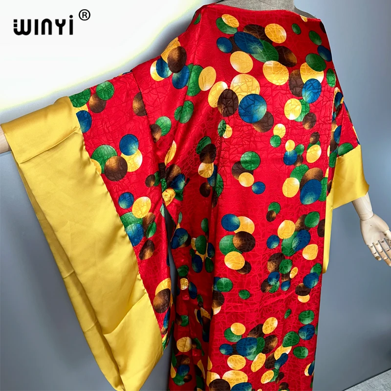 WINYI été koweït imprimer robe de soirée abaya dubaï luxe femme ample vacances caftan femme musulmane vêtements robe de plage