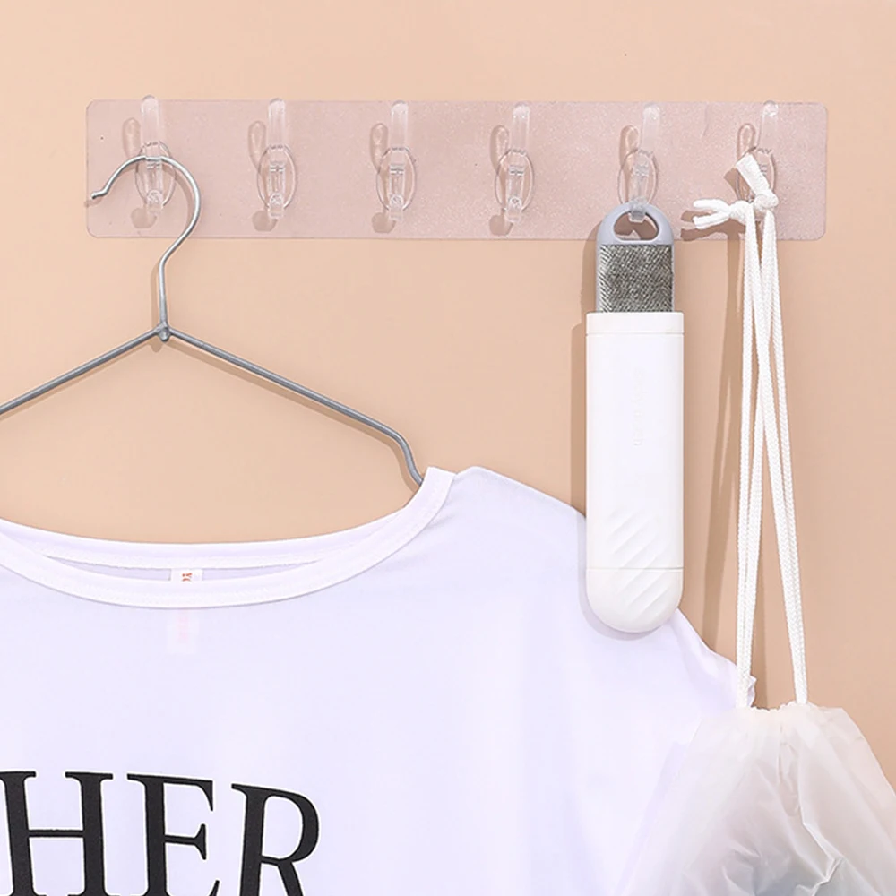 1pc Self-adhesive Row Hook 1/3/5/6 Hangers Wall Door No-drill Transparent for Bathroom Towel Kitchen Utensils Coat Bag Key Hat