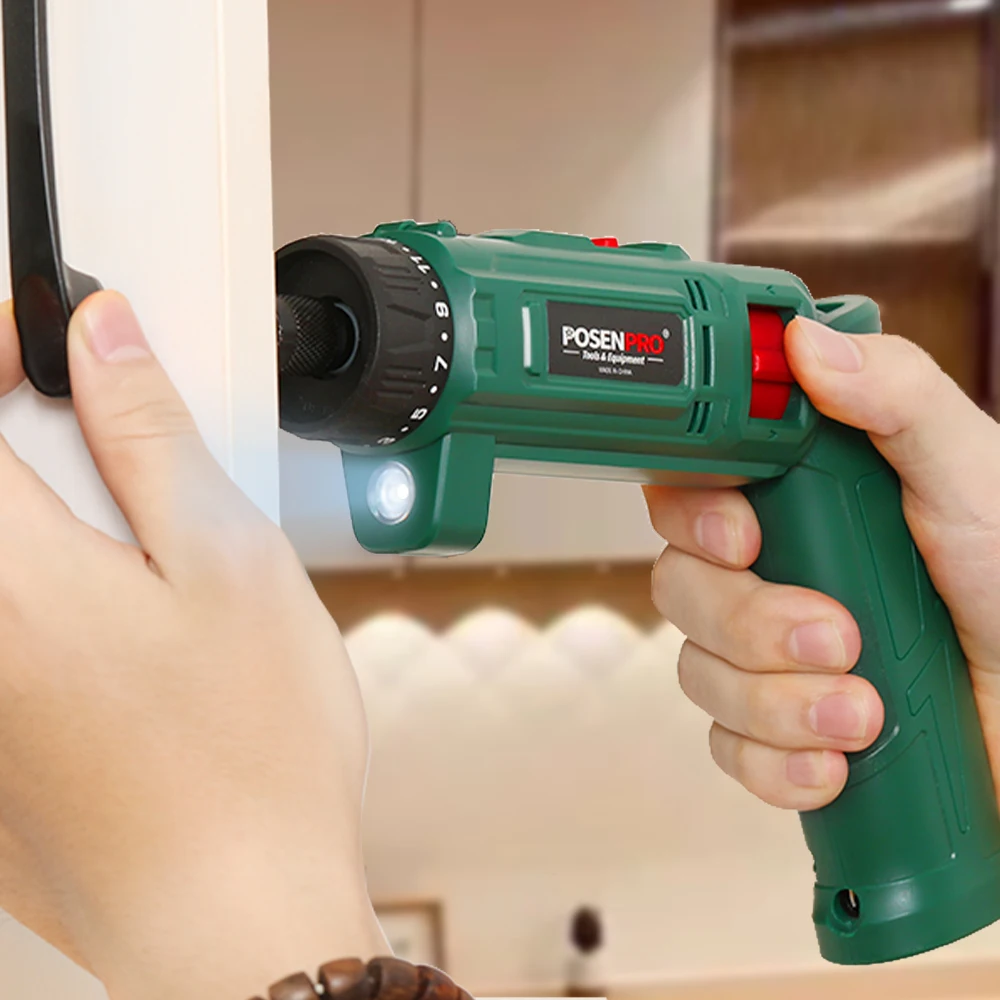 

POSENPRO 82PCS 8V 10Nm Cordless Screwdriver Set Electric Rechargeable Drill Charger&Accessory Kit in BMC Dual Position Handle