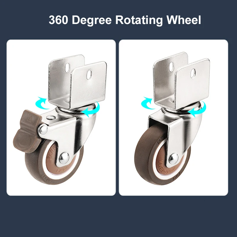 4Pcs 2-Inch Soft Rubber Swivel Casters U Bracket Wheels Cabinet Clamp Furniture Casters for Crib Furniture Hardware Fittings