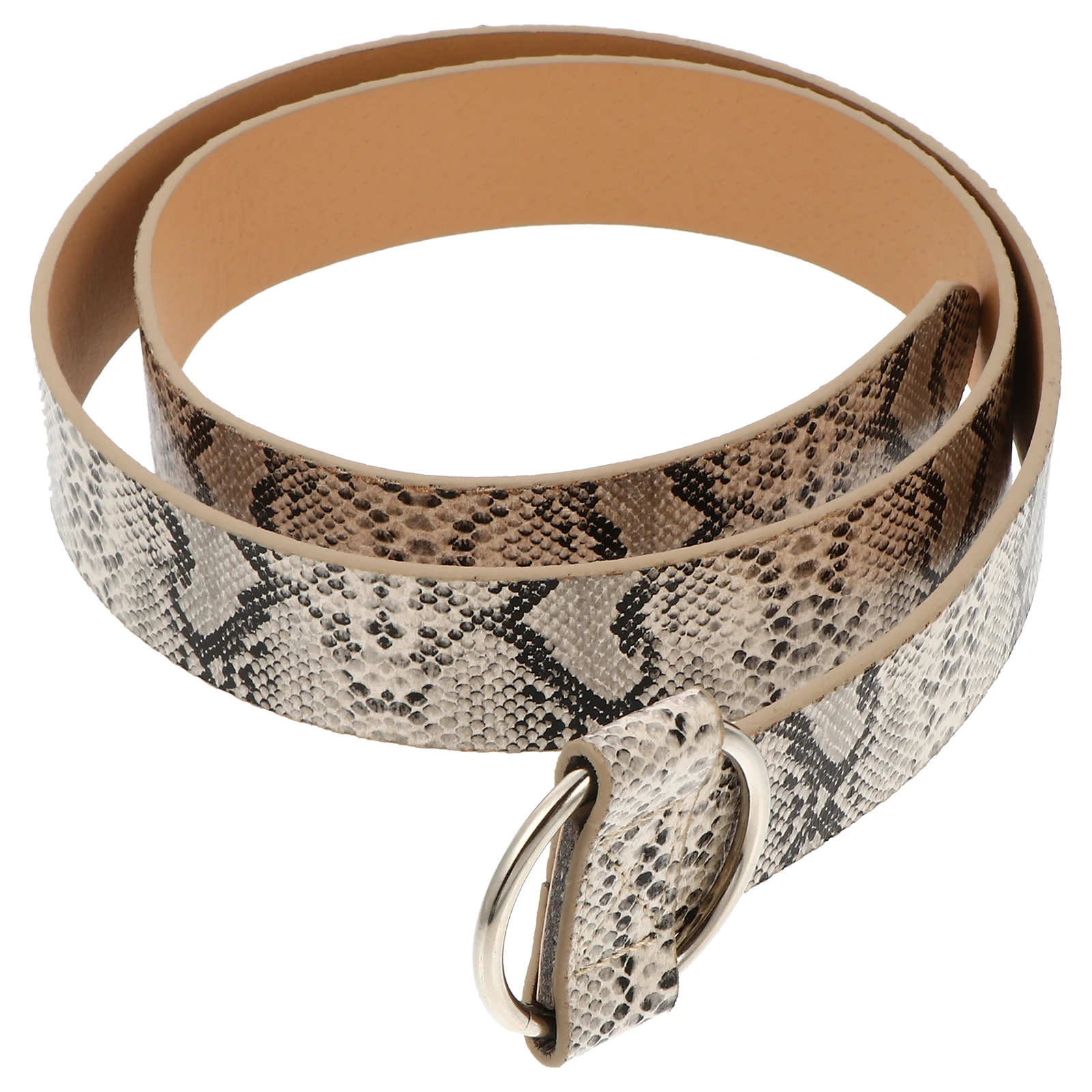 

1pc Snake Print Belt for Round Buckle Imitation Waist Casual Trendy Accessories Gift