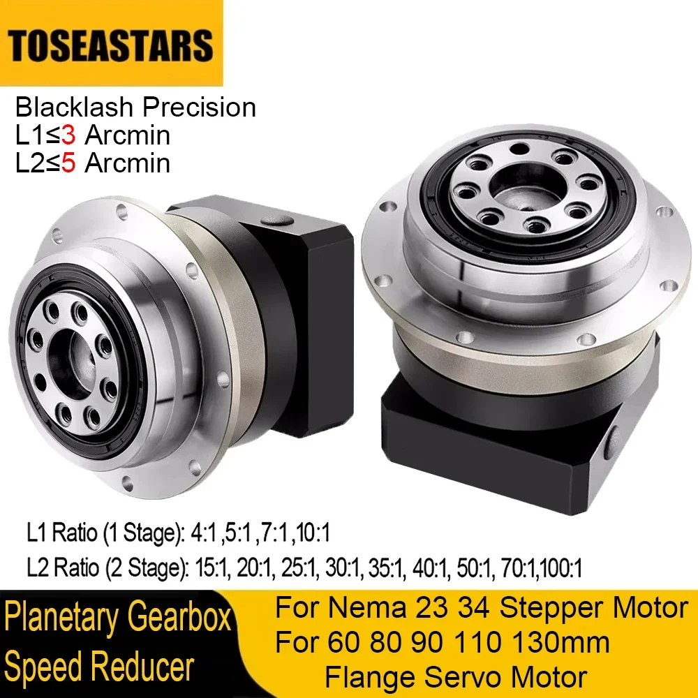 High Precision Helical Gear Reducer Circular Disk Output for Nema 23 34 Stepper Motor 60 80 90 110 130mm Servo Motor