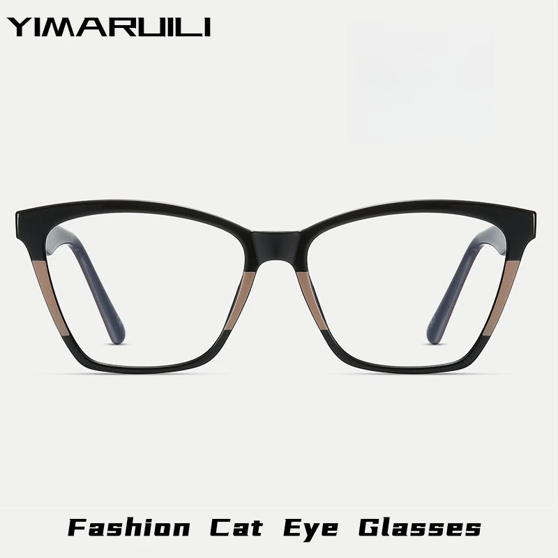 

YIMARUILI Fashion Retro Cat Eye Glasses Frame Women Optical Prescription TR90 Eyeglasses Flexible Spring Leg Design Eyewear 8722