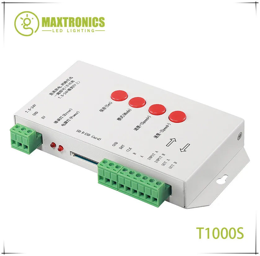 Neue t1000s sd karte rgb led controller max 2048 pixel für ws2801 ws2811 ws2812b lpd6803 2048 led streifen licht dc5 ~ 24v