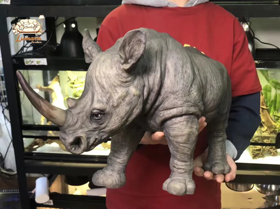 Light luxury simulation rhino ornament rhino realistic tide play model terrace homestay courtyard decoration animal sculpture