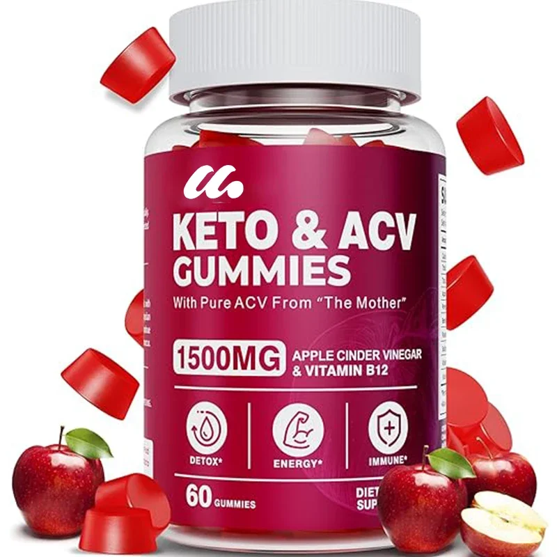 Male and female ketogenic gummies supplements, apple cider vinegar and vitamin B12, detoxifying and cleansing