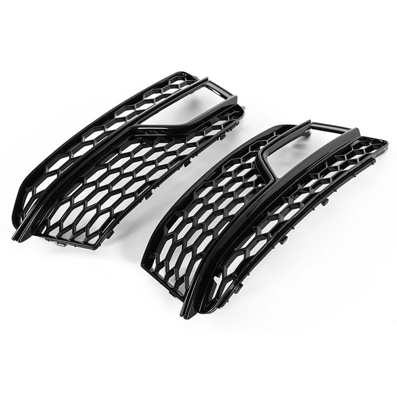 1 Pair Car Front Bumper Mesh Fog Light Cover Honeycomb Grill Grille Cover For  S5 A5 S-Lines 2013-2016 8T0807681M Parts