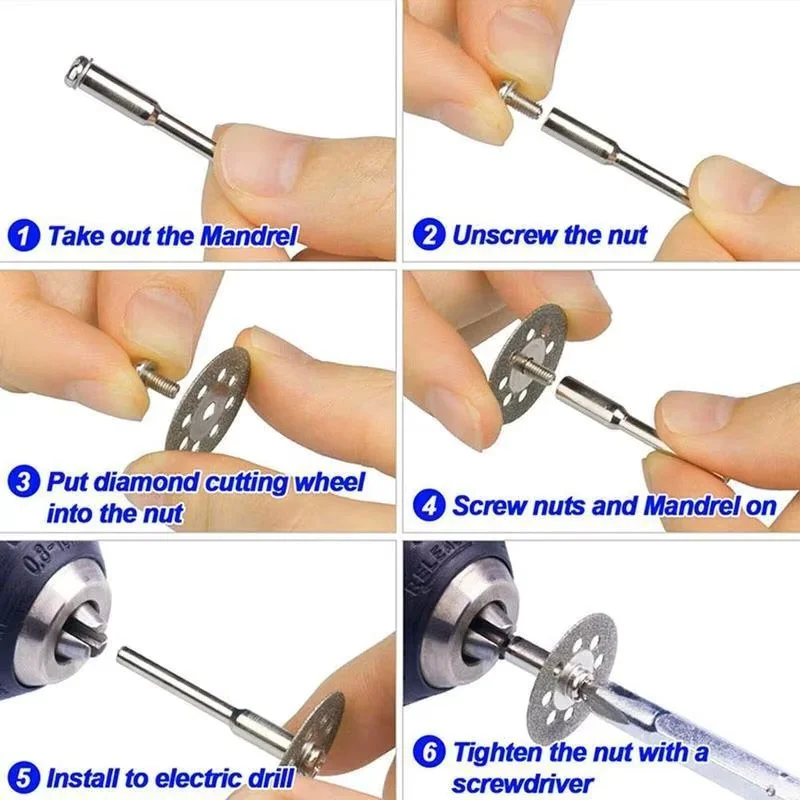 10 PZ 20mm Ruote da taglio diamantate Dischi da taglio Utensili rotanti Dischi abrasivi per pietra Vetro Piastrelle ceramiche Metallo Utensile da taglio per legno