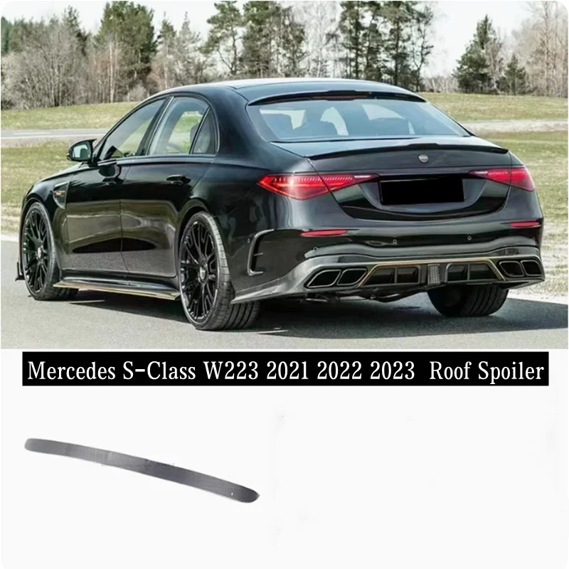 For Mercedes S-Class W223 2021 2022 2023 High Quality Carbon Fiber Rear Trunk Lip Roof Spoiler