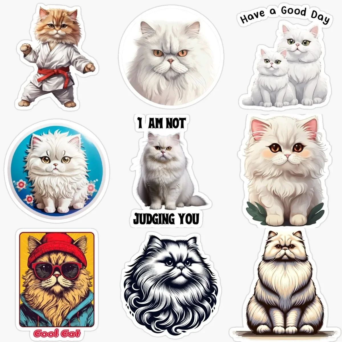 

Persian Cat Pets Catoon Creative Color Sticker for Decorate Room Wall Window Car Motorcycle Van Bumper Decal Accessories