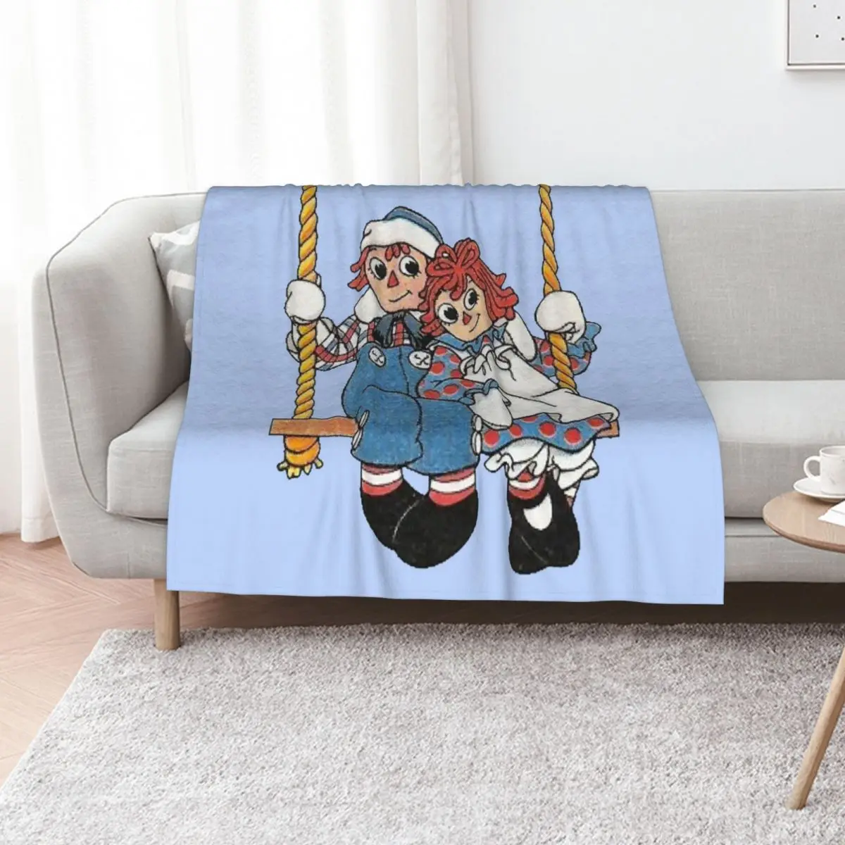 

Raggedy ann and andy on a swing Throw Blanket Custom Beach Decorative Sofa Blankets For Baby Blankets
