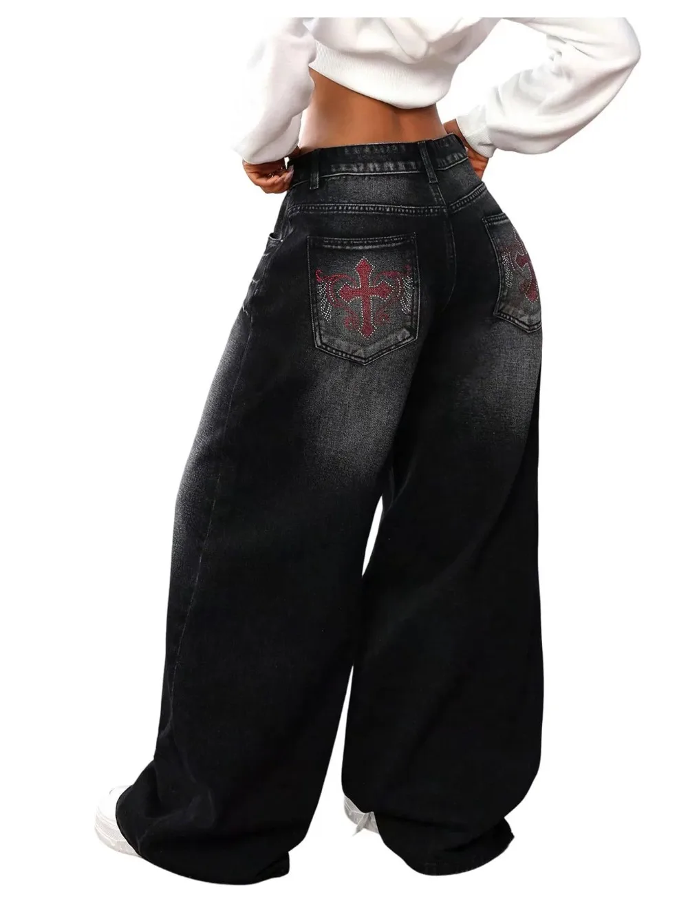 American Y2K 2025 New Baggy Wide Leg Black Jeans Overszied Women Street Casual Joker Denim Pants Couple Jeans Vintage Streetwear