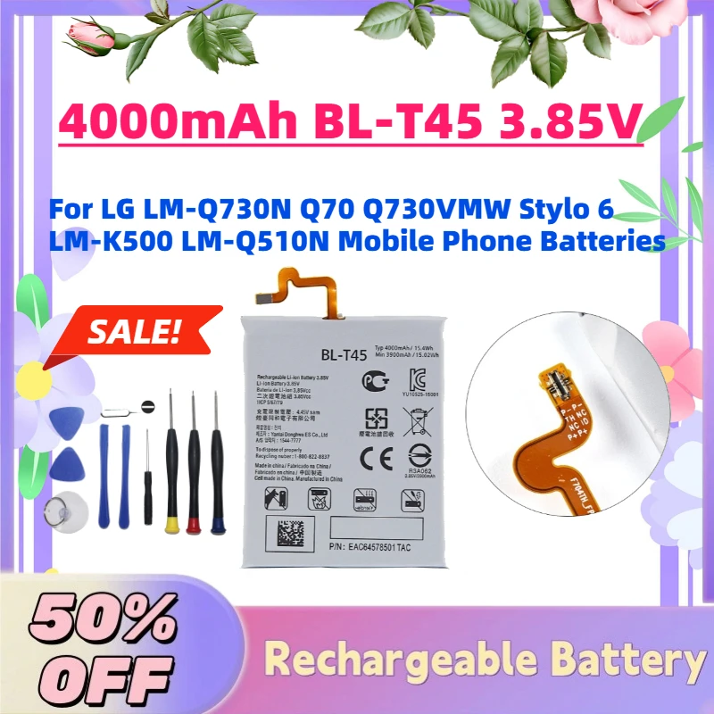 Large Capacity New 4000mAh BL-T45 3.85V Battery For LG LM-Q730N Q70 Q730VMW Stylo 6 LM-K500 LM-Q510N Mobile Phone Batteries